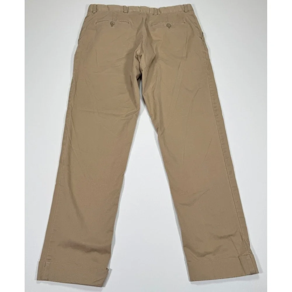 Polo Ralph Lauren Mens 34x32 Tan Stretch Chino Pants Flat Front Cuffed Hem